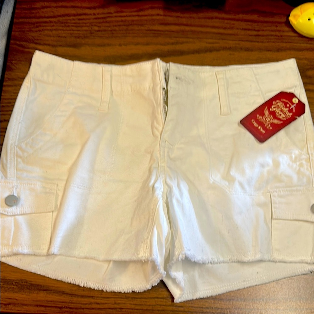 Faded Glory White Cargo Shorts Sturdy Cotton Mid-Length